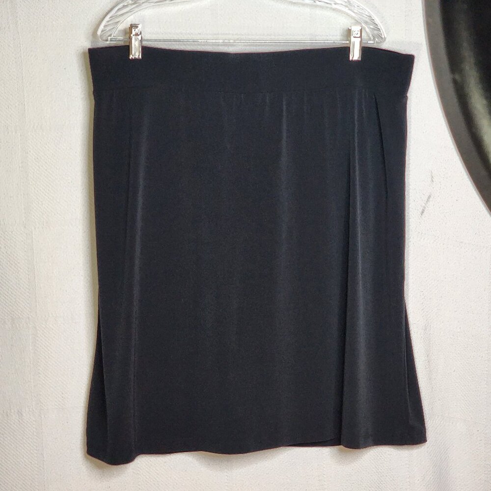 Merona Black Poly Span Fully Short Lined Elastic Waist Knee Length Skort Sz XXL